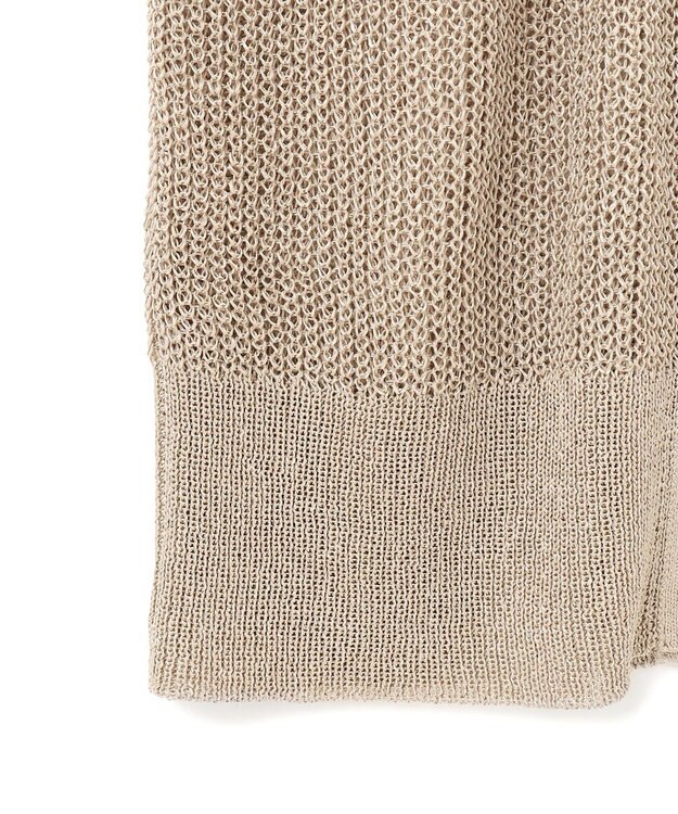 BEIGE， 【洗える】OPTICAL / ペーパーヤーンVネックロングカーディガン Flax