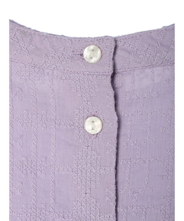 Green Parks インド綿 SET２点 刺繍７分丈ブラウス＋タンクトップ Purple