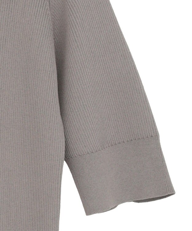 Green Parks ポロ襟5分袖リブニット Gray Beige