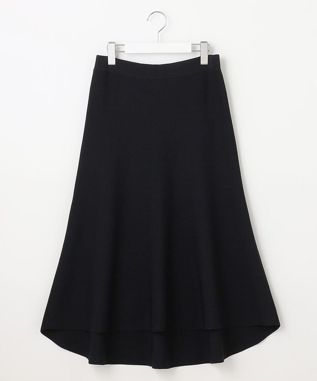 自由区 【洗える・XSサイズあり】クレープストレッチニット スカート ネイビー系