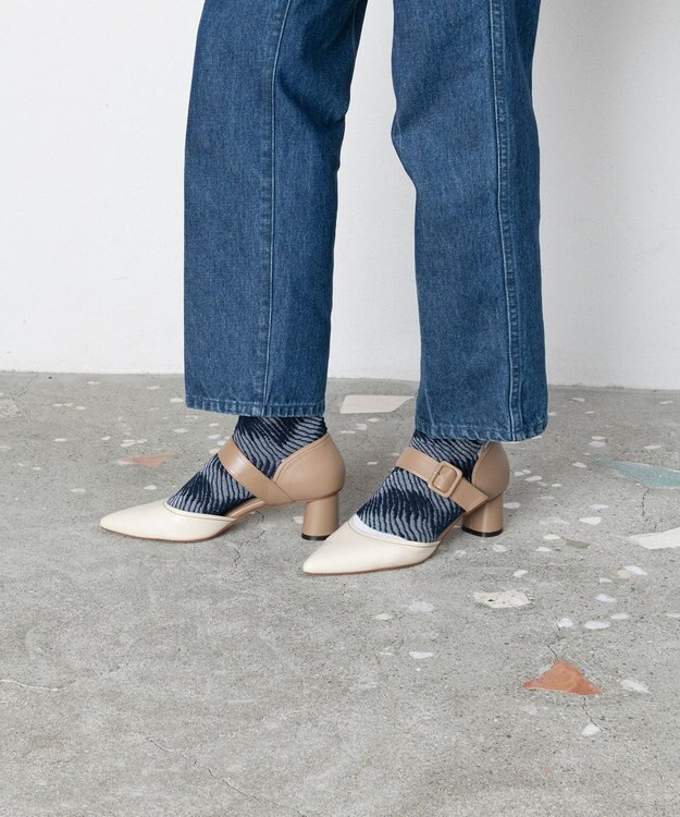 TRICOTE バンピーぼかしボーダーソックス 39NAVY