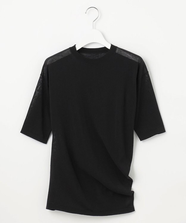 23区 【エステータ】シアーニット 5分袖ドレープ ブラック系