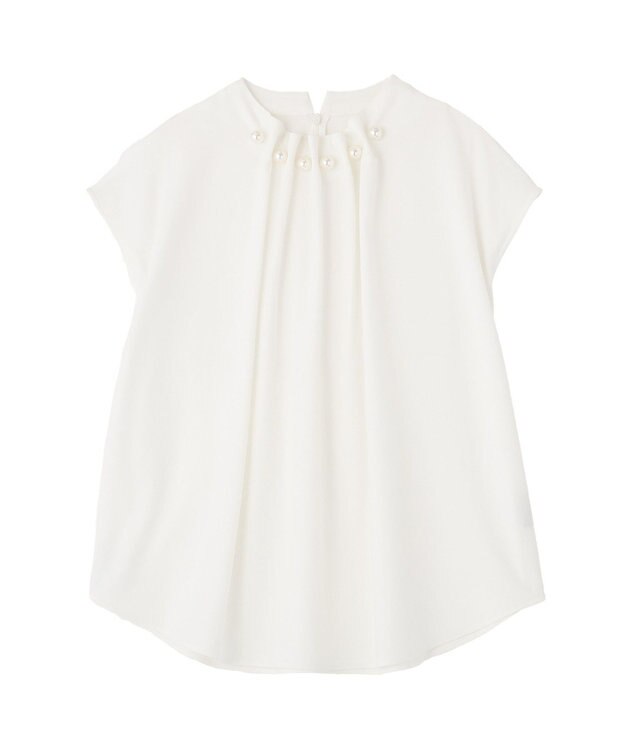 YECCA VECCA パールタックフレンチスリーブブラウス Off White