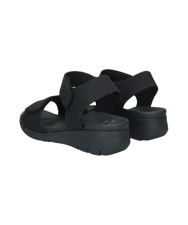 Bridget Birkin 【Round About】ラインストーンアンクルストラップサンダル ブラック雑材