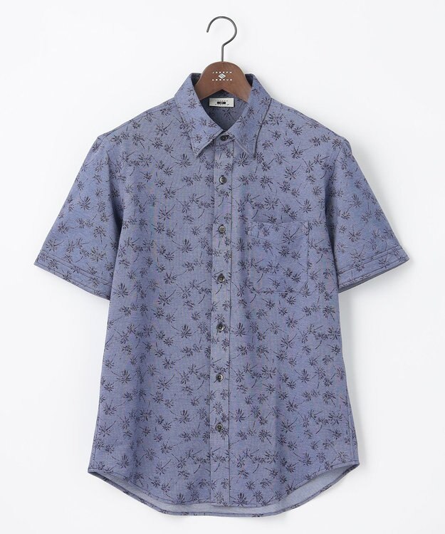 JOSEPH ABBOUD 【吸水速乾】シャンブレープリントジャージシャツ ネイビー系7