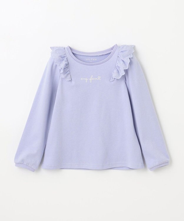 ANY KIDS 肩レース長袖Tシャツ サックス