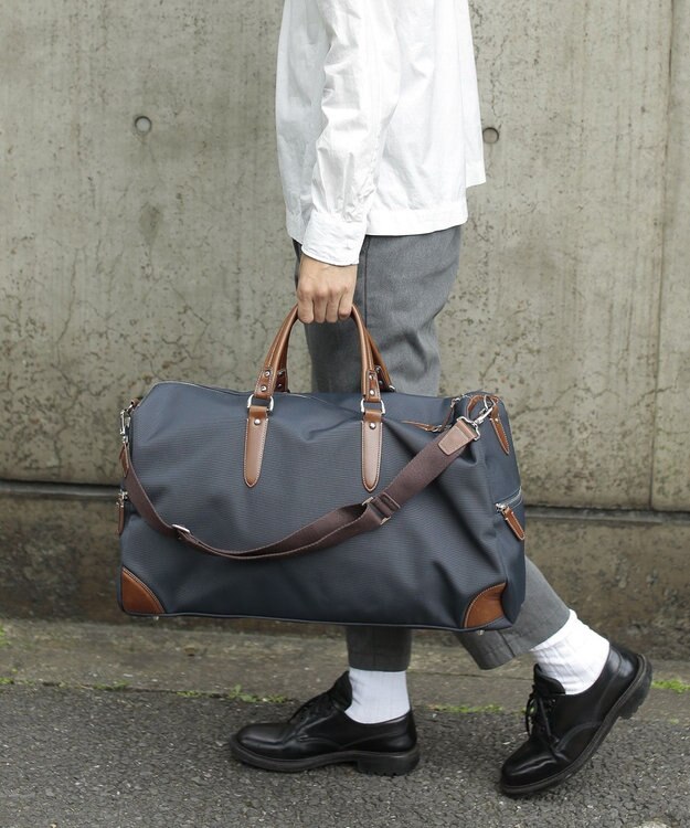 UNBILLION 【テレビ ドラマ着用アイテム】Otias 1681デニール×白化合皮ボストンL ネイビー