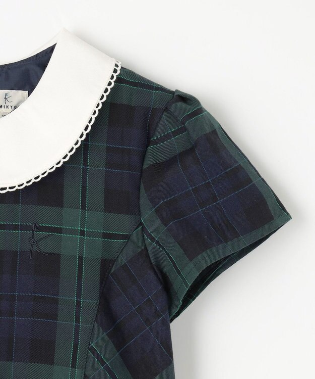 組曲 KIDS 【150-170㎝】クラシックチェック ワンピース グリーン系3