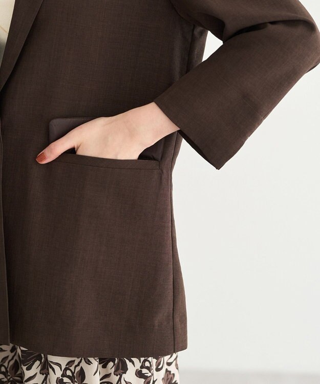 YECCA VECCA マシンウォッシャブルリネンライクジャケット Brown