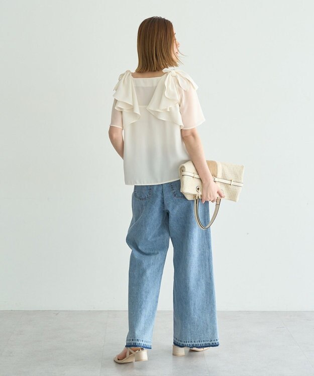 YECCA VECCA リボンスリーブブラウス Off White