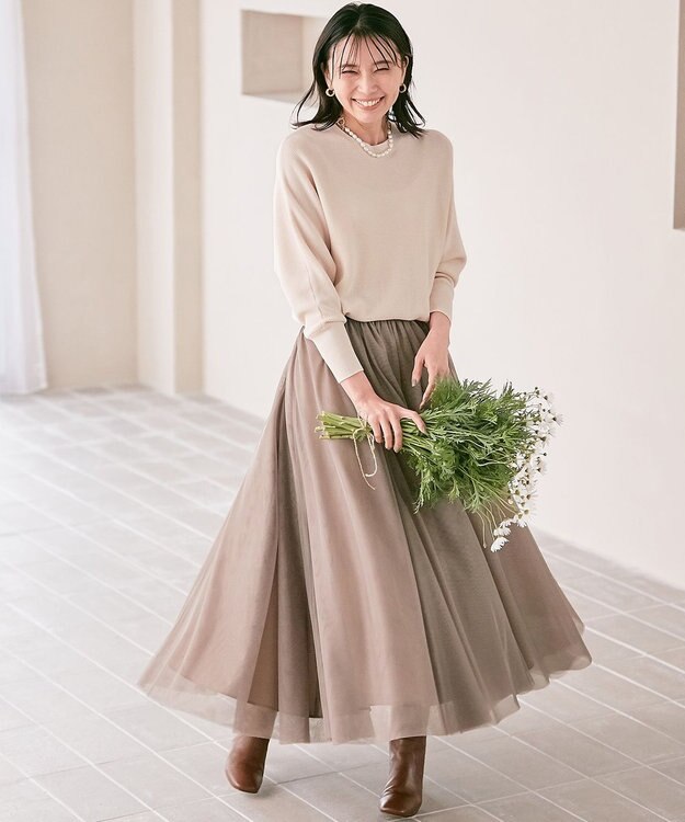 23区 【洗える】ウールブレンド ドルマン ニット ピンク系