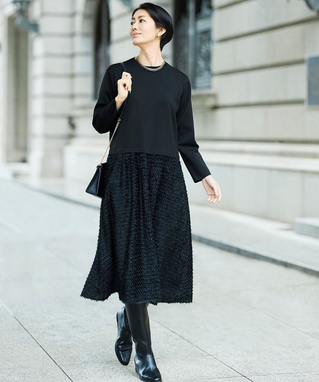 自由区 【SHIHOさん着用】ストレートインヒールロング ブーツ ブラック