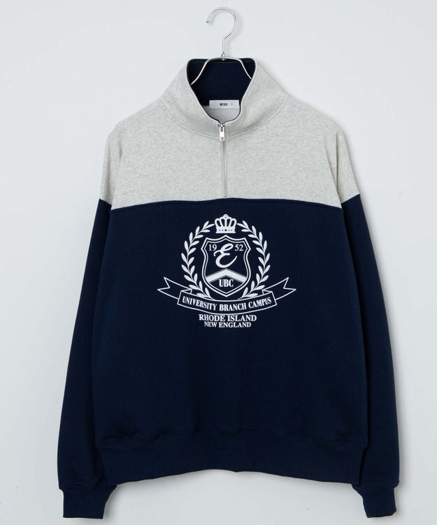 WEGO ハーフジップ切り替えBIBPO ネイビー