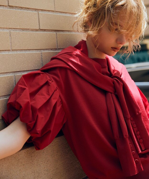 組曲 クルミボタン ニットカーディガン レッド系