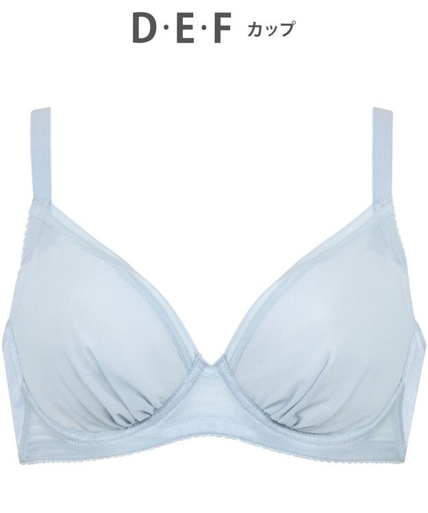WACOAL 【小さく見せるブラ】 シンプル ブラジャー 着やせ効果 コンパクトにメイク バストの突出をおさえる 背中の段差を軽減 大きいサイズ レディース BRB452 /ワコール ブルー
