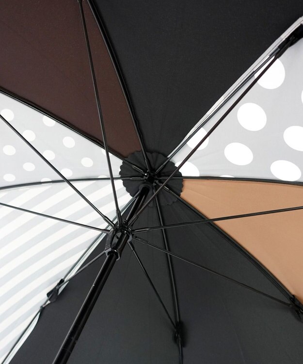 +RING レディース向け プラスリング 雨傘（長）60cm BLK/BRN T1402 黒