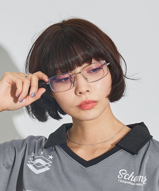 WEGO メタルフレームスクエアアイウェア シルバー