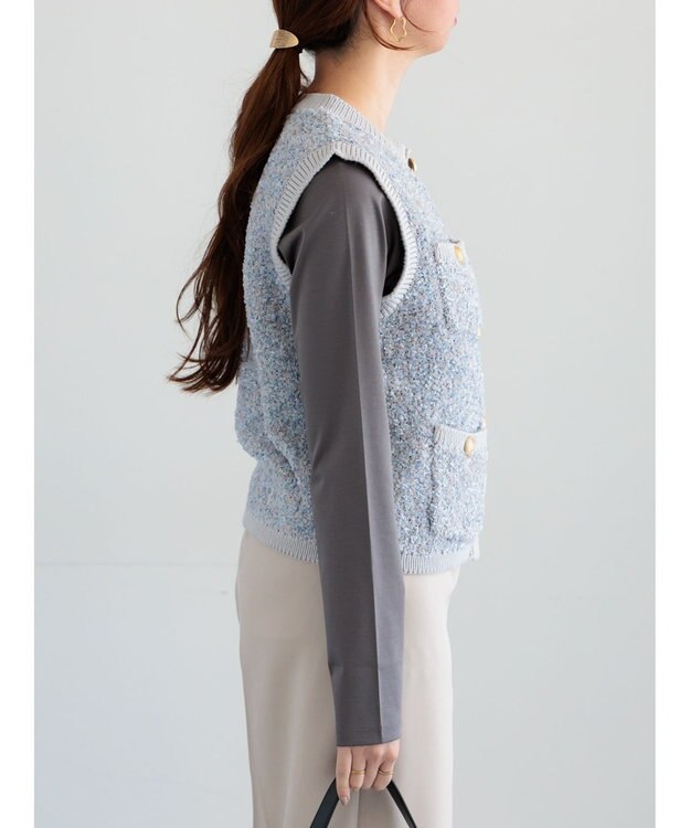 Te chichi ツイードニットベスト グレー