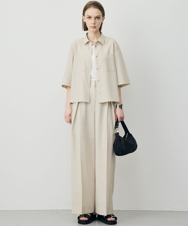 ICB L 【先行予約】ドライクールトロ クロスタックワイドパンツ サンドベージュ