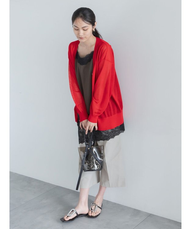 Te chichi 14GミドルVネックカーディガン《2026 SUMMER LOOK item》 レッド