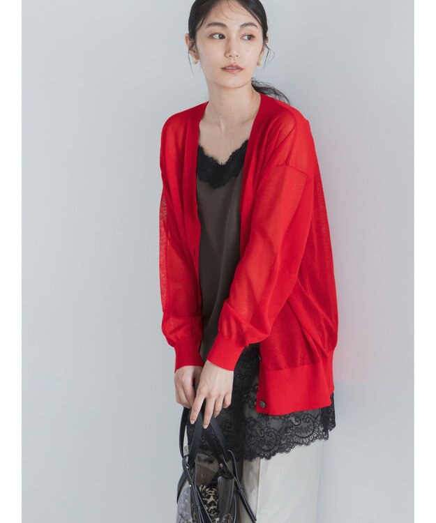 Te chichi 14GミドルVネックカーディガン《2026 SUMMER LOOK item》 レッド