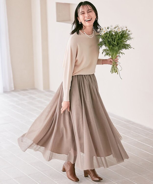 23区 【洗える】ウールブレンド ドルマン ニット ピンク系