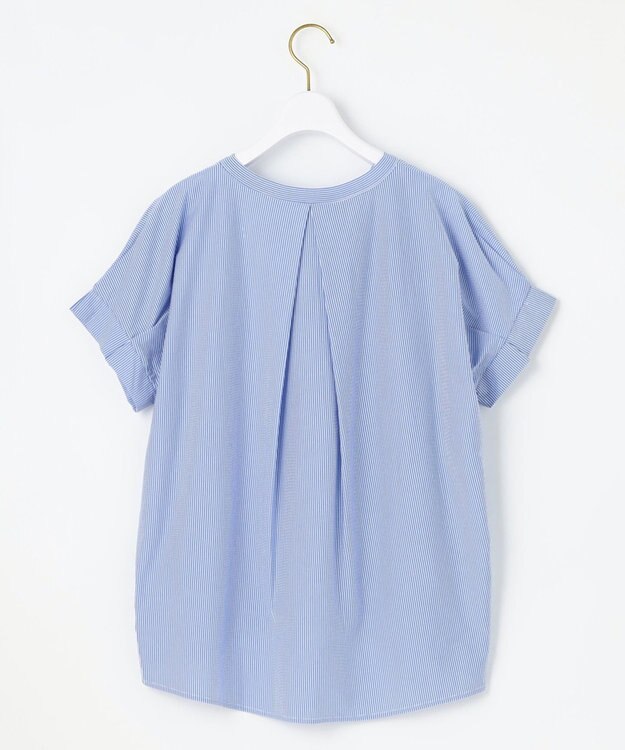 ANY SIS シルケットストライプ スキッパー カットソー ブルーストライプ