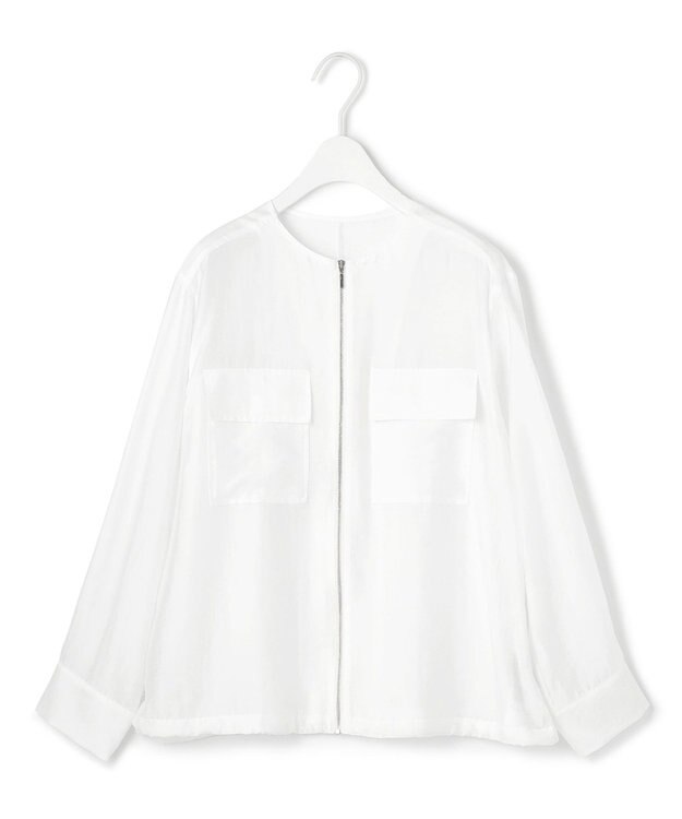 ICB 【洗える】リヨセルナイロンワッシャー ノーカラーブルゾン オフホワイト系