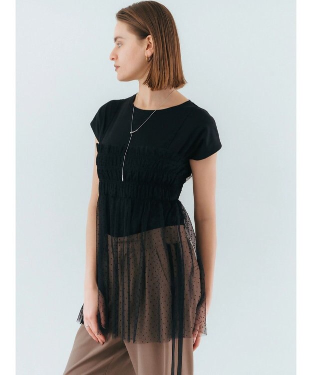 YECCA VECCA 【2点SET】マルチwayチュールオーバーキャミSET/Tee Black