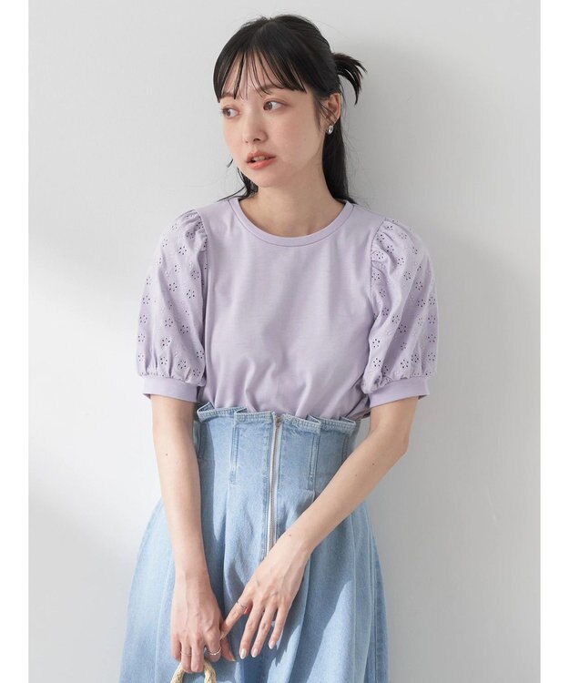 earth music&ecology フラワーレースプルオーバー Lavender