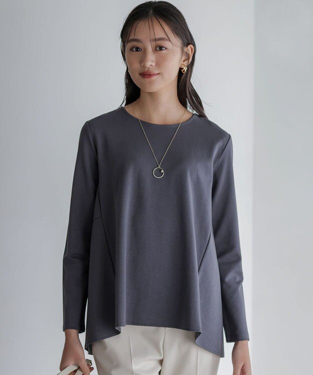 組曲 L バックフレアロングＴシャツ グレー系