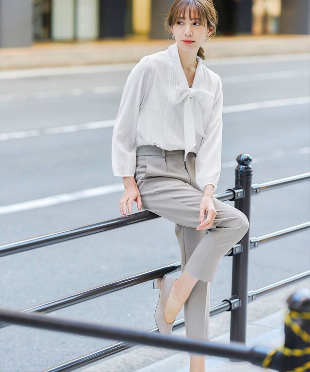 Tiaclasse 【新色追加・洗える】リボンタイブラウス オフホワイト