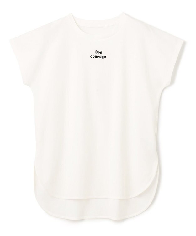 UNFILO BEAUTY FORM ロゴ刺繍フレンチスリーブTシャツ 白[ロゴ小]