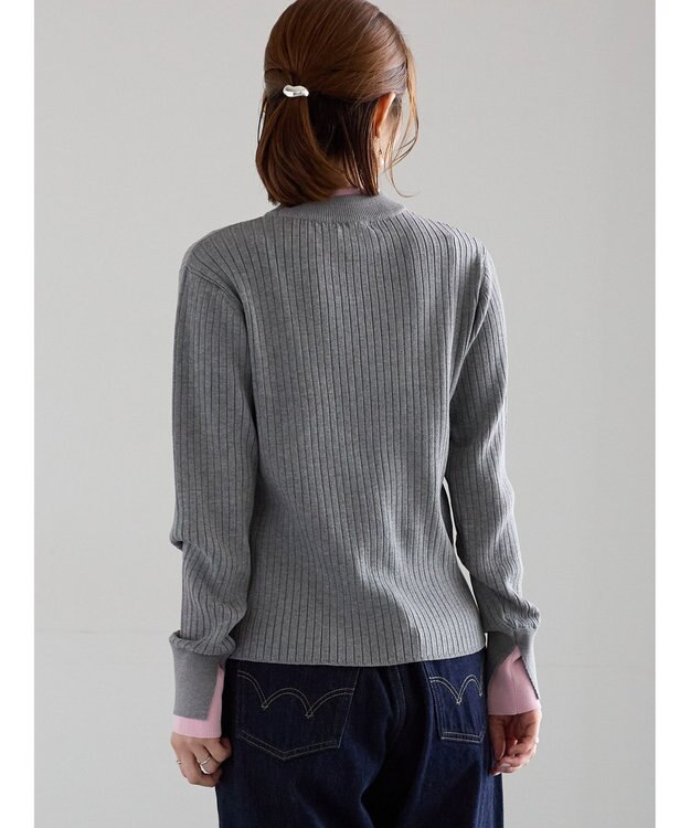 Te chichi 配色レイヤードリブニットプルオーバー グレー