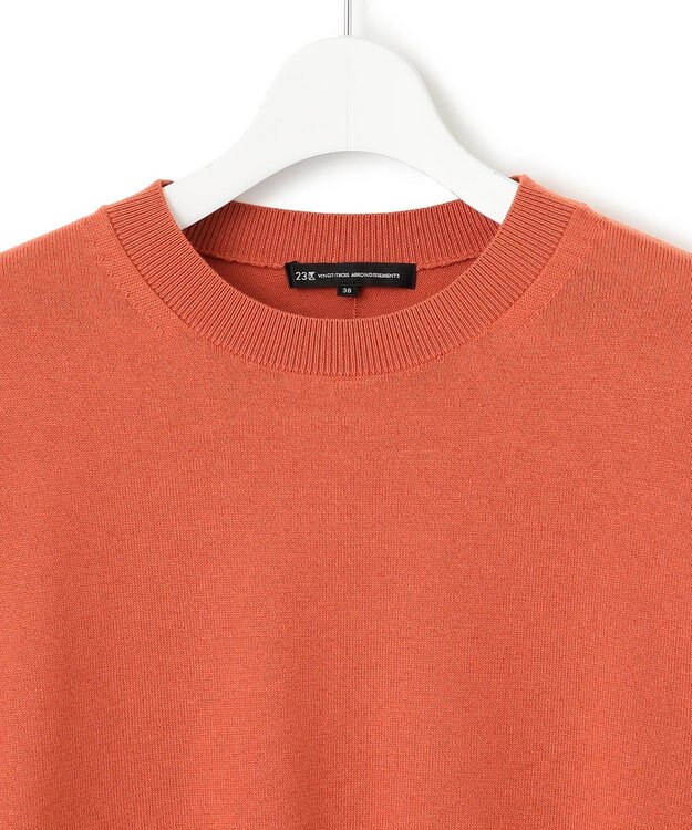 23区 【洗える】ウールコットンストレッチ ニット オレンジ系