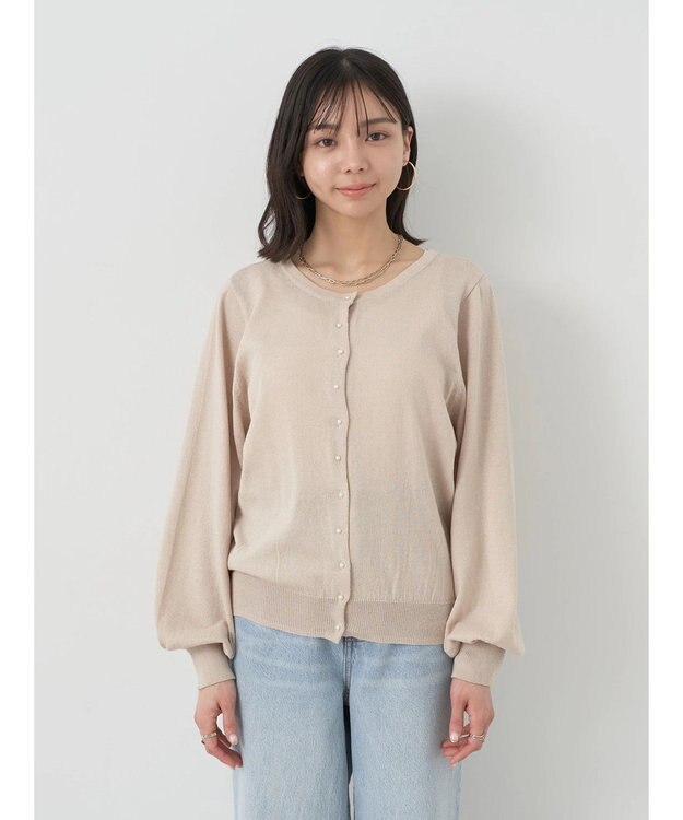 earth music&ecology 前後２ＷＡＹちびパールボタンカーディガン Beige