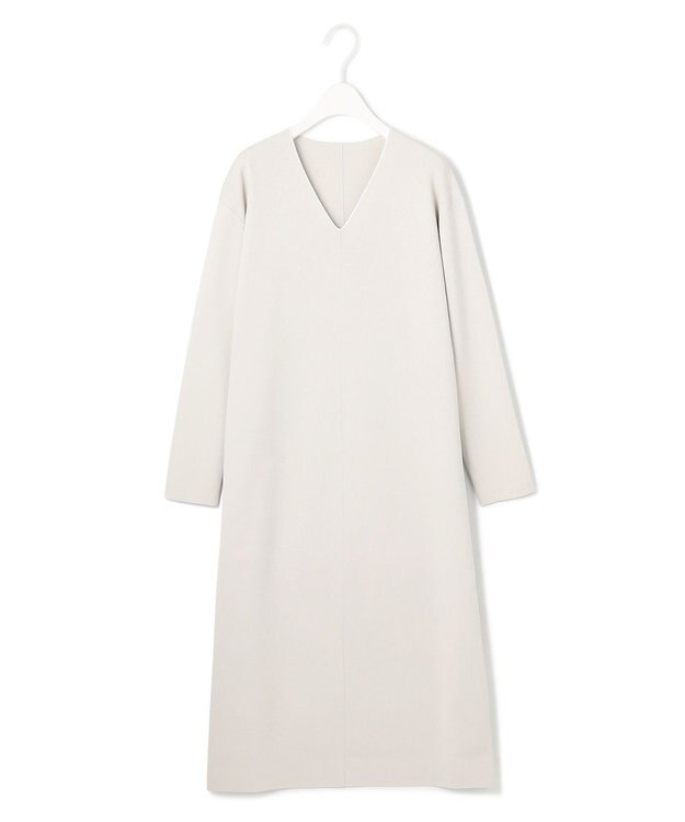 ICB L 【洗える】 シンセティックフルニードル Vネックワンピース トープ系