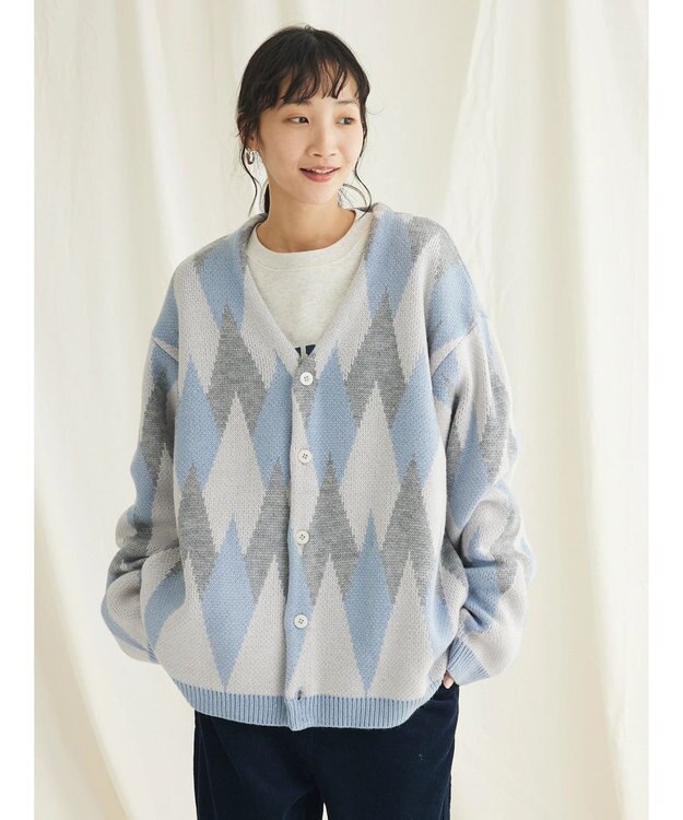 CRAFT STANDARD BOUTIQUE 【男女兼用】アーガイル柄カーディガン2 Blue