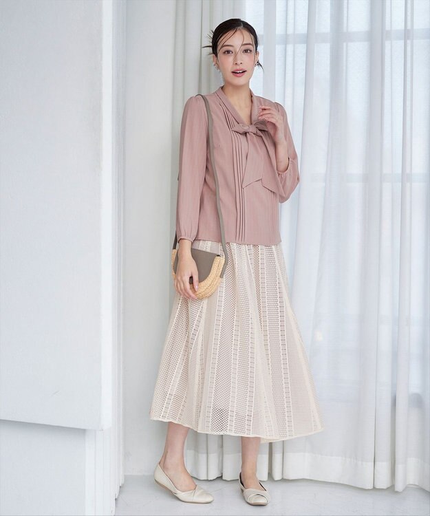 Tiaclasse 【新色追加・洗える】リボンタイブラウス ピンク