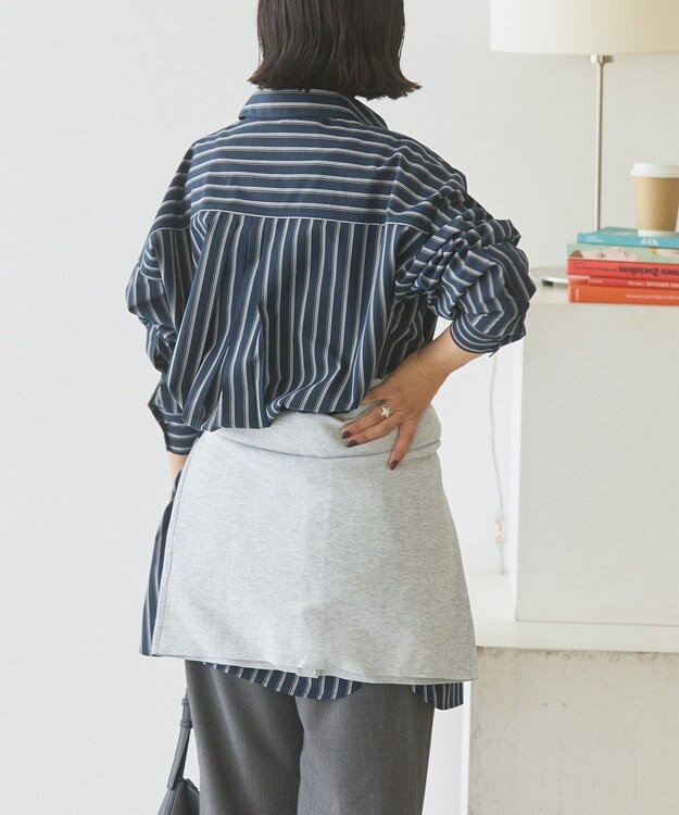 AMERICAN HOLIC イージーケアオーバーチュニックシャツ Stripe Navy