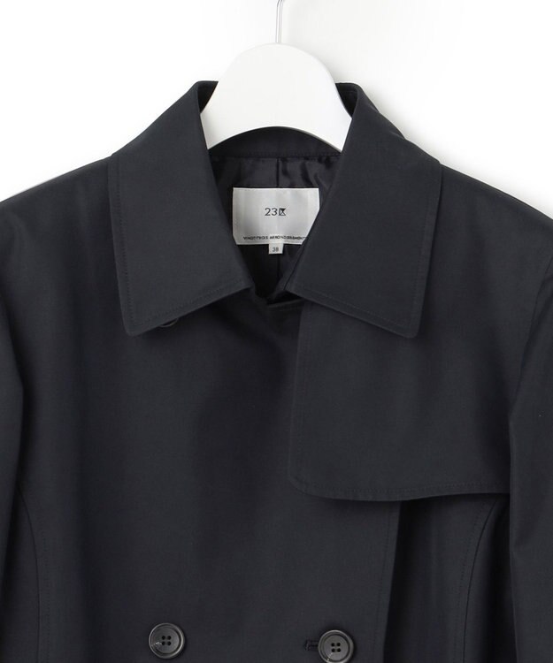 23区 コットンポリエステルギャバジン ショート トレンチコート ネイビー系