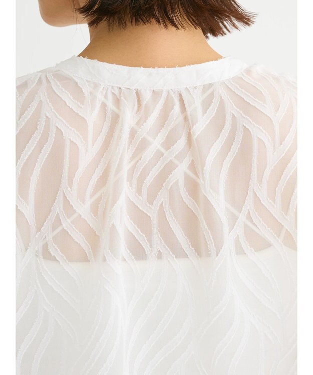 Green Parks ２ＷＡＹ　リーフジャガードシアーシャツ Off White