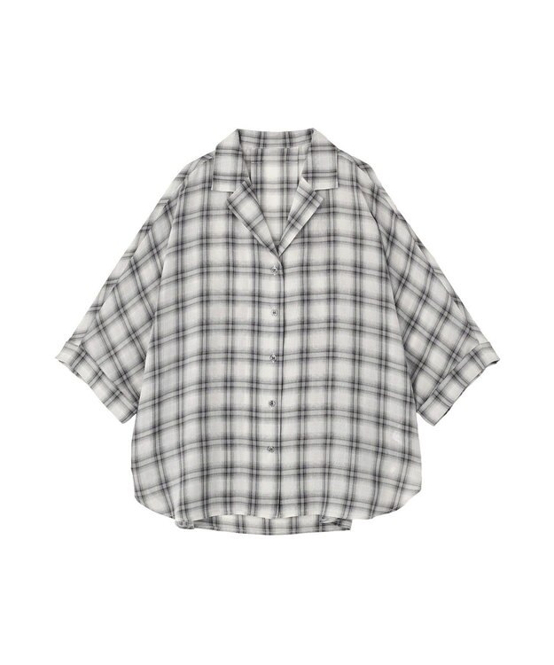 Green Parks 開襟シアーシャツジャケット Check