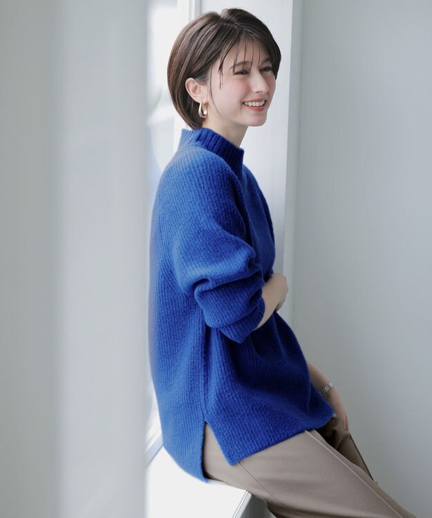 ANY SIS L ハイネックAir ニット ブルー