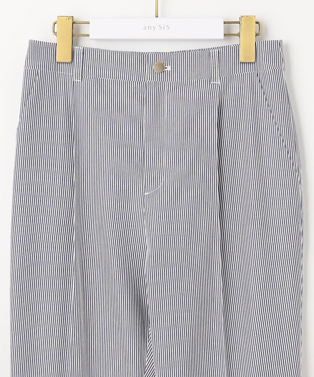 ANY SIS 【洗える】コードレーンストレッチ テーパードパンツ ネイビー