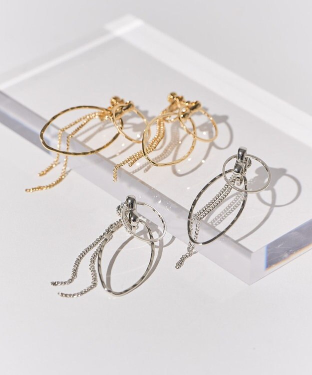 AMERICAN HOLIC ダブルリングチェーンイヤリング Gold