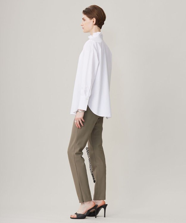 ICB 【洗える】コットンナイロンタイプライター デザインカラーブラウス オフホワイト系