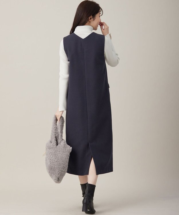 ANY SIS 【2SET】ニードルジャンパースカート × ラメリブタートルニット セット スレート×オフ