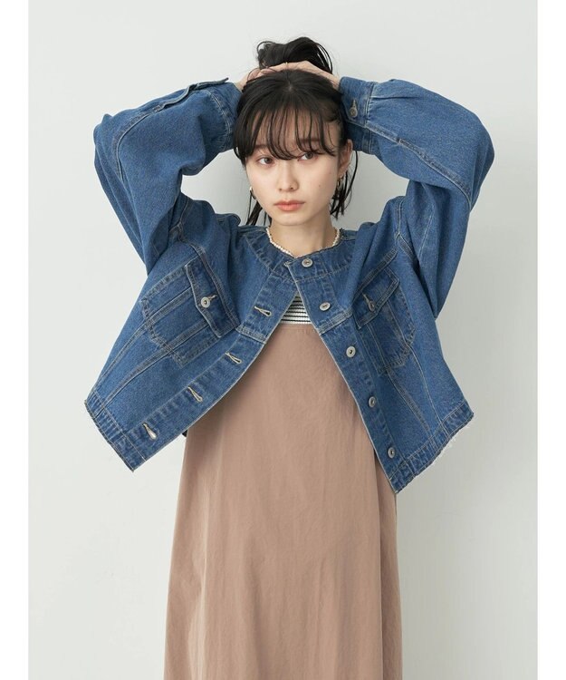 earth music&ecology ノーカラーＧジャン Medium Indigo