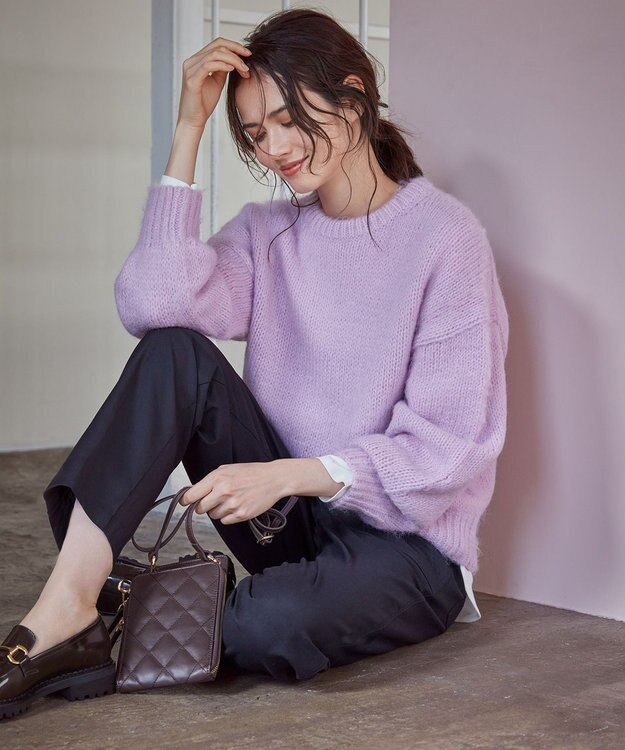 23区 L 【SLOW/一部店舗限定】チャンキーモヘヤ ニット ピンク系